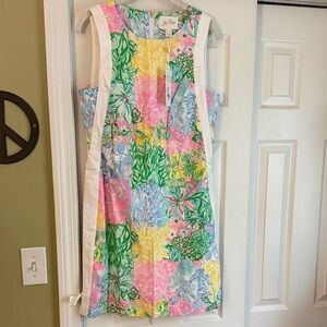 Lilly Pulitzer Multicolor Floral Shift Dress with White Panels